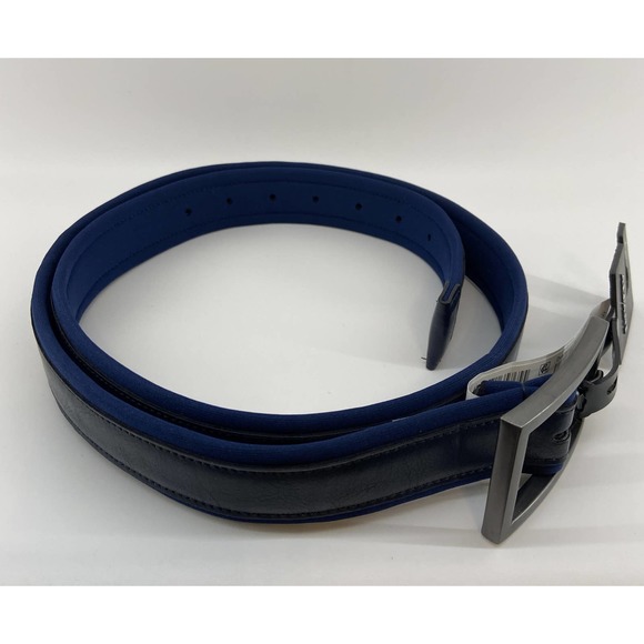 Alfani Men's Large 38-40 Belt Neoprene Cushioned 1 3/8" Wide Navy Blue NEW - Picture 2 of 4